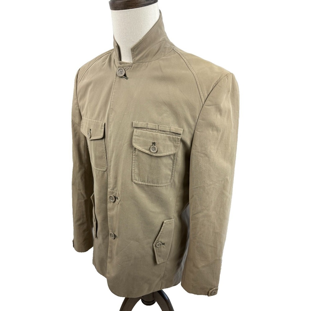 Marc Ecko Cut & Sew Mens Tan Military Field Jacket Mandarin Collar Medium - Picture 6 of 12